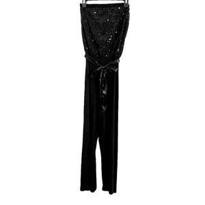 B Darlin Y2K Black Strapless Sequin Top Jumpsuit, Juniors Size 9/10